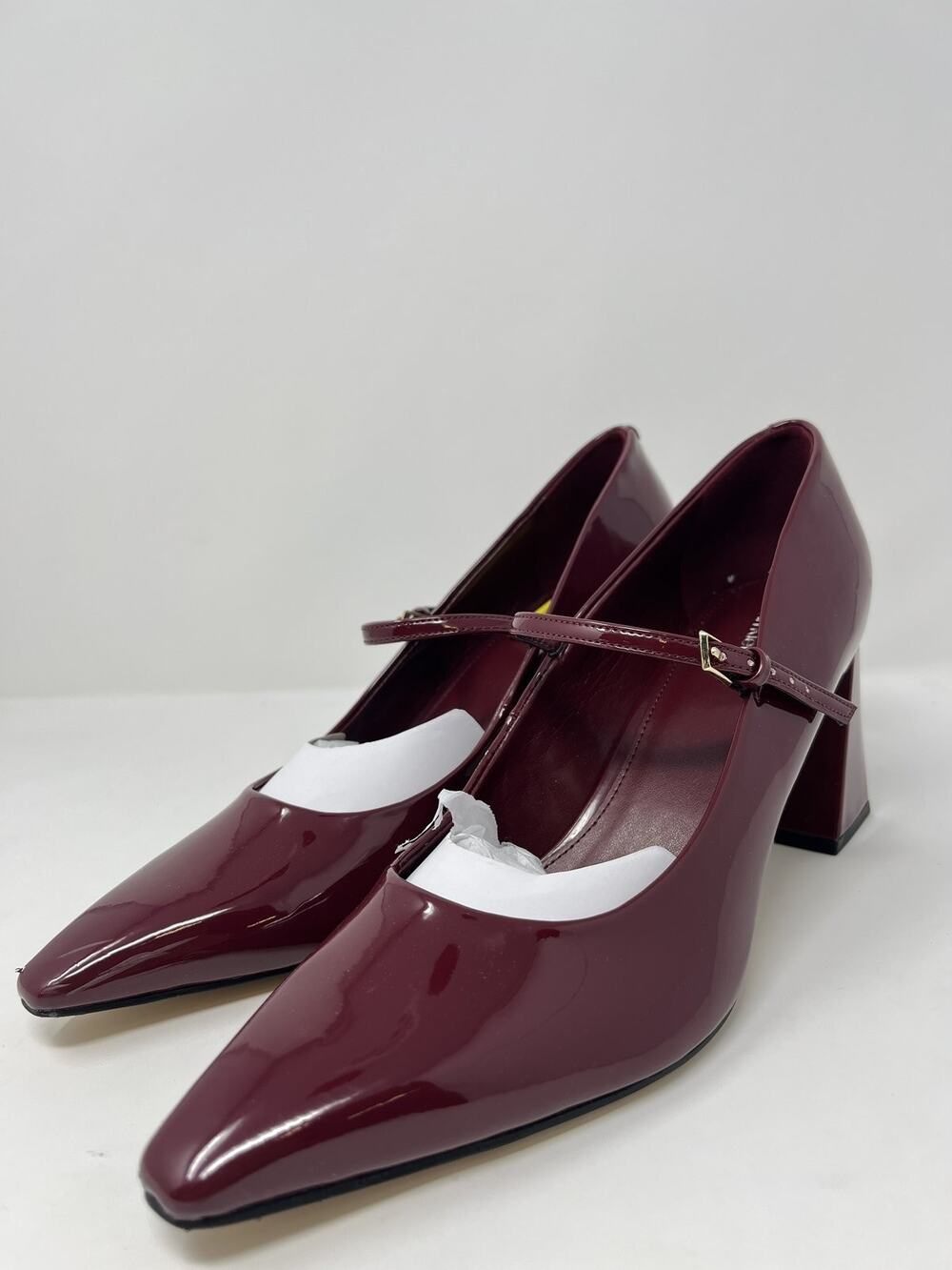 Calvin Klein Women's 10M Naprina Dark Red Patent Mid Heels